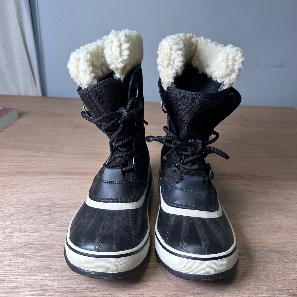 Sorel Winter Carnival Black White Waterproof Snow Boots NL3483-011 Womens 8 - Picture 7 of 10